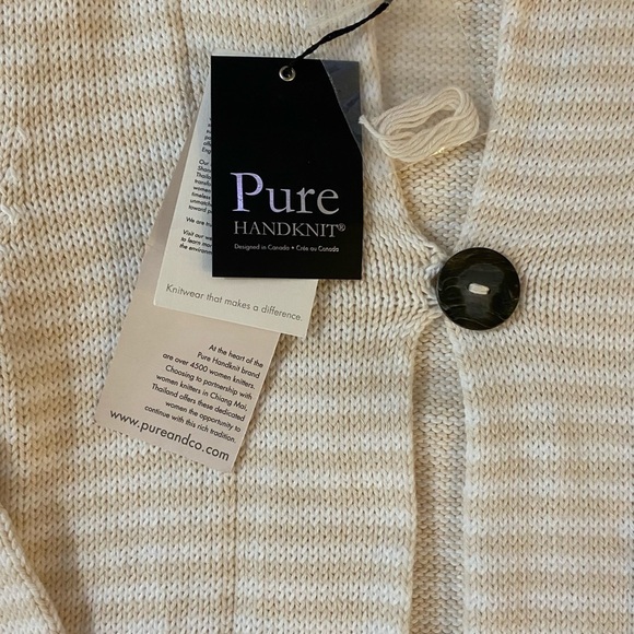 NWT Pure Handknit Ivory Classic Neutral Oatmeal Old Money Cardigan, M L - Picture 5 of 10